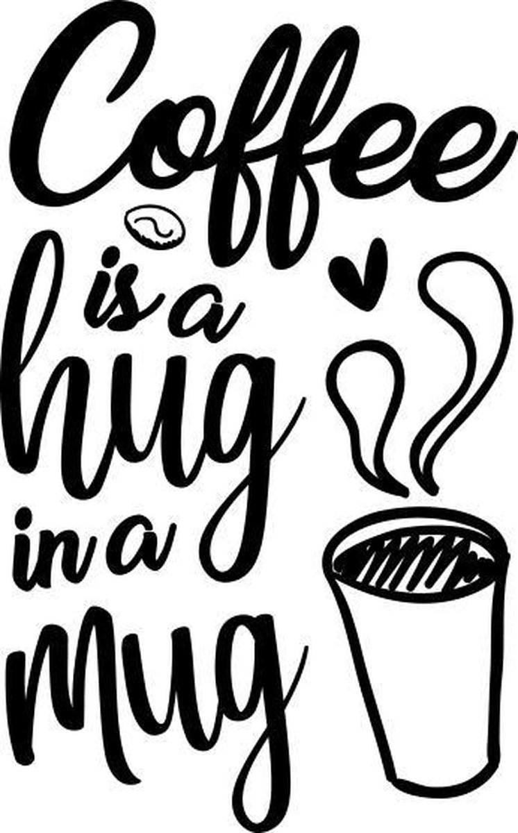 Muurtekst muursticker Coffee hug mug