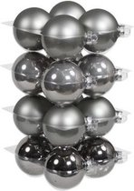 16x Titanium grijze glazen kerstballen 8 cm - mat/glans - Kerstboomversiering grijs tinten