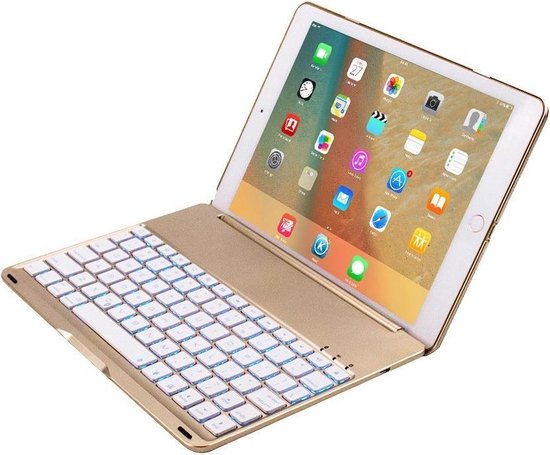 iPad 2017 Hoesje Toetsenbord Hoes Luxe Keyboard Case Cover - Goud | bol