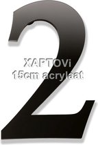 Xaptovi Huisnummer 2 Materiaal: Acrylaat - Hoogte: 15cm - Kleur: Zwart
