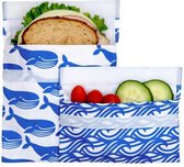Lunchskins Herbruikbare Boterhamzakjes 2- Blue Whale-Pack Bag Set,