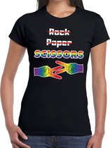 Gaypride Rock Paper Scissors t-shirt - zwart lesbo shirt voor dames - Gay pride M