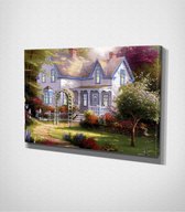 House In The Woods - Painting Canvas - 100 x 70 cm - Schilderij - Canvas - Slaapkamer - Wanddecoratie  - Slaapkamer - Foto op canvas