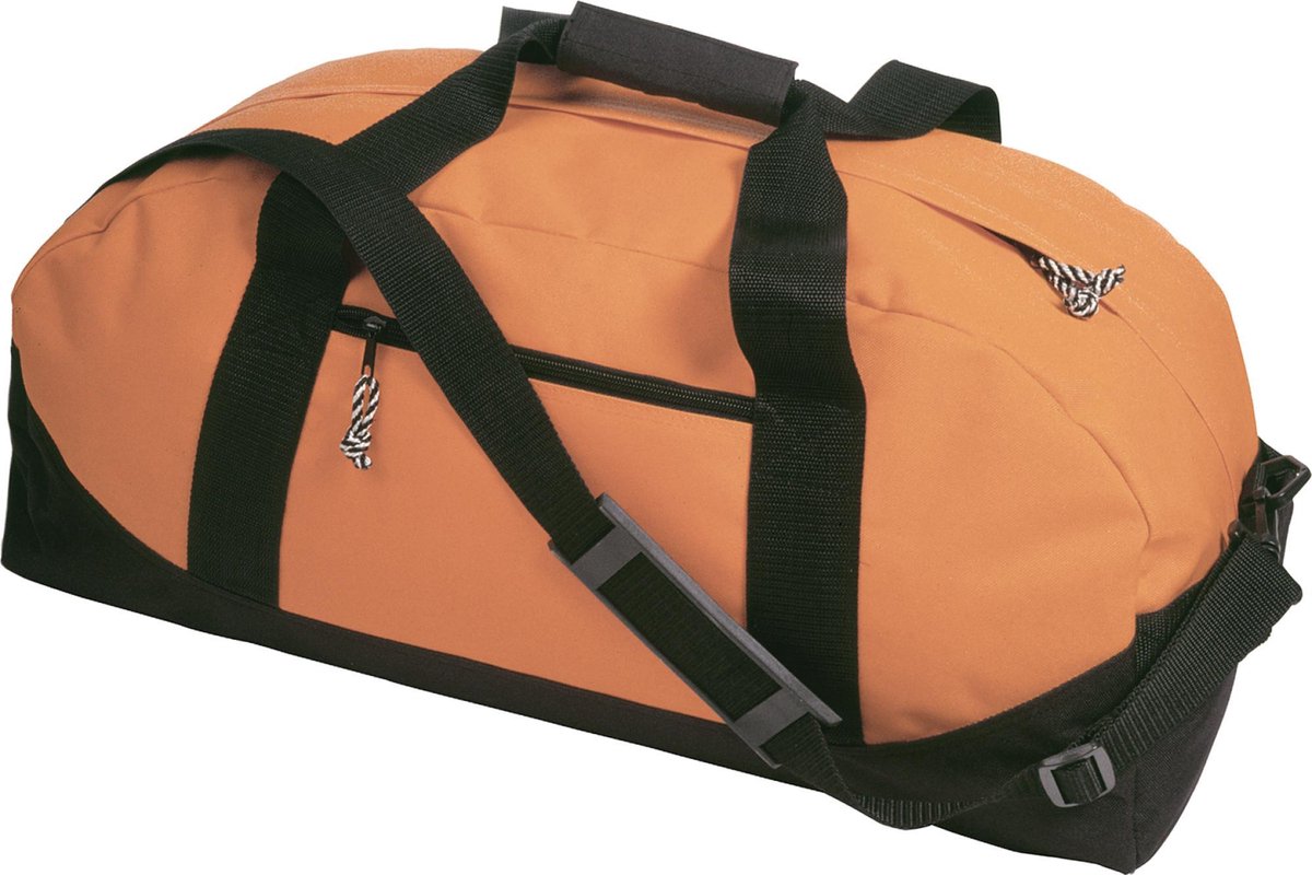 Sporttas/reistas , met 2 ritsvakken en verstelbare draagband in de kleur oranje
