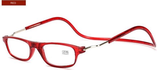 magneet leesbril , rood , met magnetische sluiting aan de voorkant ,  sterkte +1.5 | bol.com