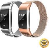 Gymston® Milanese bandjes - Fitbit Charge 2 - 2-pack - Small