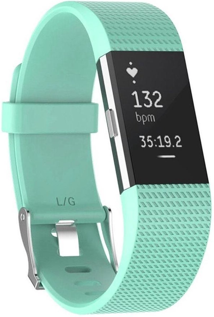 KELERINO. Siliconen polsbandje voor Fitbit Charge 2 Teal - Large
