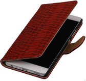 Snake Bookstyle Wallet Case Hoesje - Geschikt voor Huawei P9 Rood