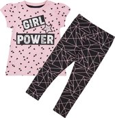 T-Shirt + Legging 'Girl Power - Zwart/Roze - Maat 104/110