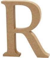 Letter, R, h: 8 cm, dikte 1,5 cm, MDF, 1stuk