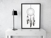 Poster zwart wit - dromenvanger - dreamcatcher -A4