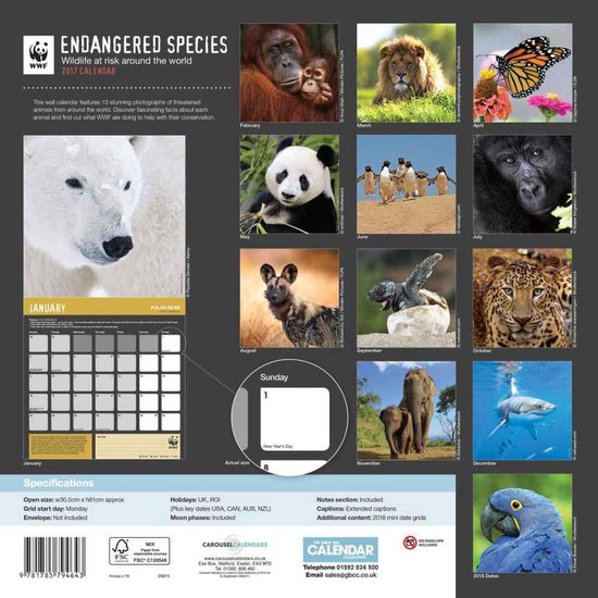 WWF Endangered Species Kalender 2017 Carousel | bol.com
