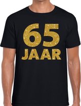 65 jaar gouden glitter tekst t-shirt zwart heren S