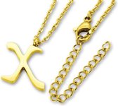 Amanto Ketting Letter X Gold - 316L Staal PVD - Alfabet - 18x13mm - 50cm