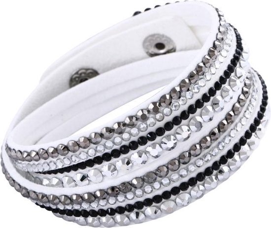 Bracelet Montebello Wrap Agnesia - Femme - Cuir PU - zircone - 39 cm