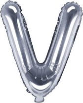 Folie ballon, 35 cm zilver Letter V