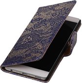 Mobieletelefoonhoesje.nl - Bloem Bookstyle Hoesje voor Huawei P9 Blauw