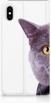 Geschikt voor iPhone Xs Max Uniek Standcase Hoesje Kat