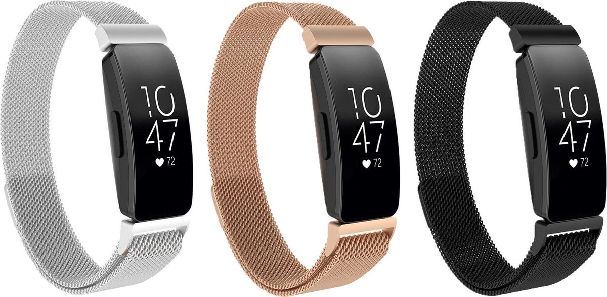 KELERINO. Milanese bandjes geschikt voor Fitbit Inspire (HR) - 3-pack - Large
