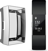 KELERINO. Full cover hoesje geschikt voor Fitbit Charge 2 - Siliconen - Zilver