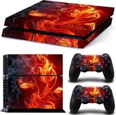 Playstation 4 Sticker | PS4 Console Skin | Fire Flower | PS4 Vuur Sticker | Console Skin + 2 Controller Skins