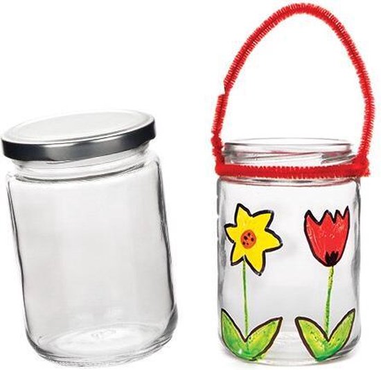 Stevige glazen potten voor kinderen. Leuke knutsel- en decoratiesets voor  jongens en... | bol.com