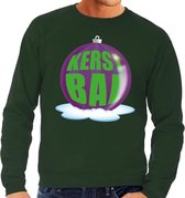 Foute kersttrui kerstbal paars op groene sweater voor heren - kersttruien XL (54)