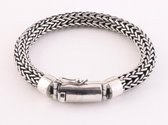 Zware ronde gevlochten zilveren armband met kliksluiting - pols 17 cm