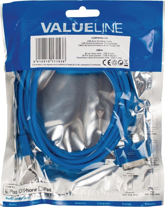 Valueline VLMP39100L2.00 mobiele telefoonkabel