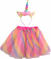 Eenhoorn jurk Unicorn jurk meisjes tutu rokje en haarband - Roze - One size