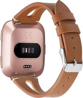 Bandje leer double bruin geschikt voor Fitbit Versa (Lite)