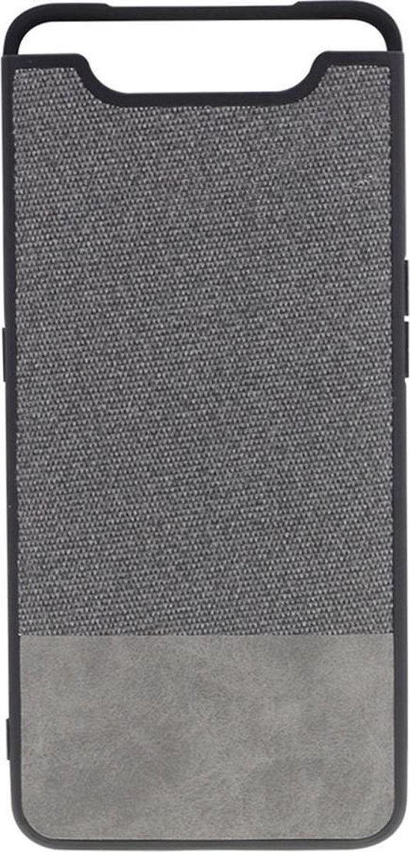 Shop4 - Geschikt voor Samsung Galaxy A80 Hoesje - Zachte Back Case Denim en Leer Grijs