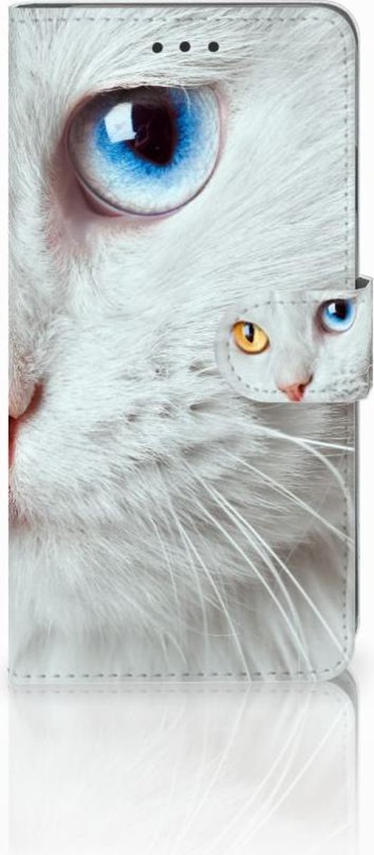 Apple iPhone Xs Max Telefoonhoesje met Pasjes Witte Kat