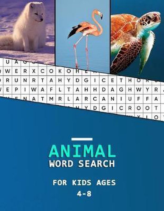 Animal word search for kids ages 4-8 - cover
