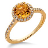 Orphelia RD-3925/54 - Ring - Geelgoud 18 Karaat - Diamant 0.24 ct / Champange Quartz 0.85 ct