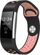 Horloge bandje voor Fitbit Charge 2 – zwart roze - maat: s - verstelbaar sportbandje - sportief siliconen polsbandje – stabiele druksluiting - polsband - activity tracker bandje - Stijlvol wearablebandje - bestand tegen water, olie en vetten