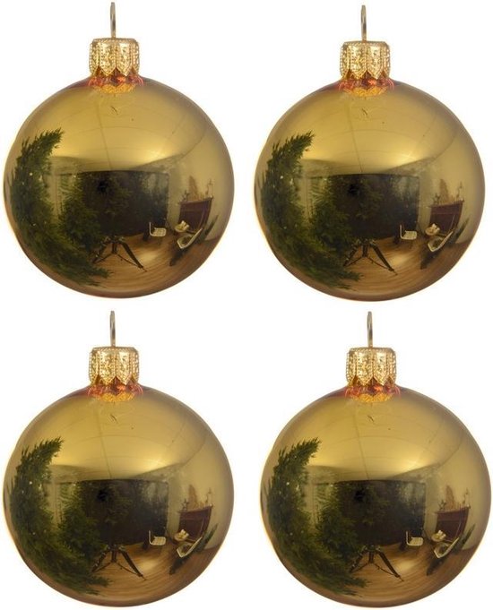 4x Gouden glazen kerstballen 10 - Glans/glanzende goud | bol.com