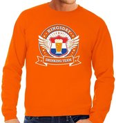 Oranje Kingsday drinking team sweater / sweater oranje heren -  Koningsdag kleding M