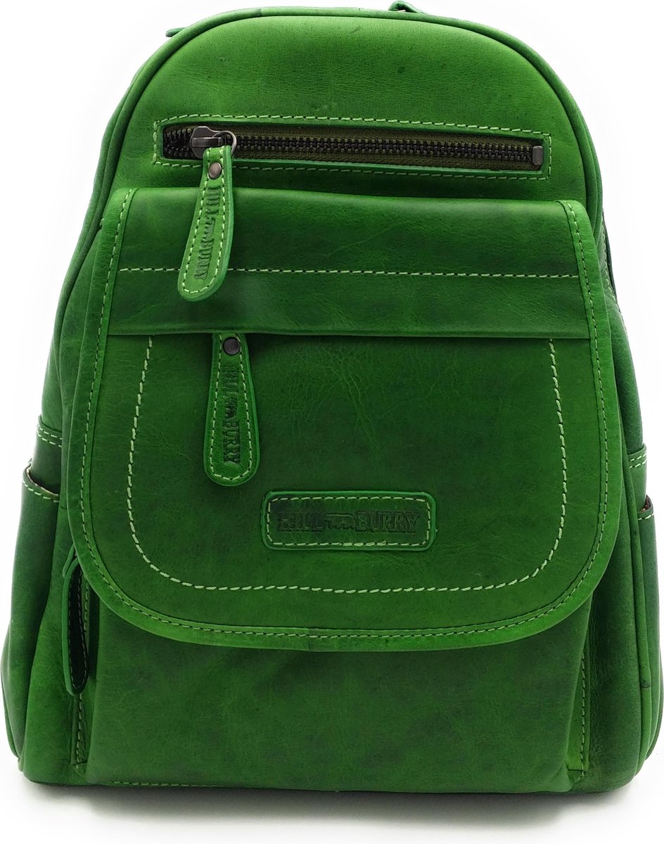 Hill Burry – VB10045 -3109 - echt lederen - dames Rugzak - stevig - chique - uitstraling - vintage leder- groen