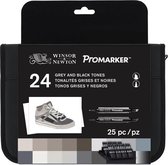 Winsor & Newton Promarker Black and Greys Case 24 pièces