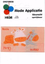 HKM APPLICATIE LABEL ROSIE, PERRY EN HARRY OPSTRIJKBAAR - 5 STUKS. 10 X 6 CM.