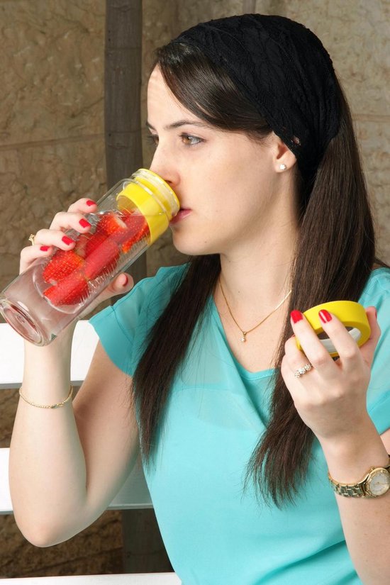 Asobu Flavour It Drinkbeker - Glas - Incl. Fruitinfuser - 480 ml - Groen/Zilver