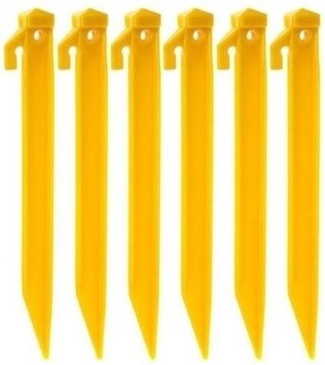 12x Kunststof tentharingen geel 21 cm - Felgekleurd voor extra zichtbaarheid - Camping/kampeer accessoires - Merkloos