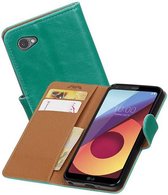 Zakelijke Book Case Telefoonhoesje Geschikt voor de LG Q6 - Portemonnee Hoesje - Pasjeshouder Wallet Case - Groen