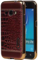 M-Cases Croco Design TPU Hoesje voor Galaxy J1 2016 Rood