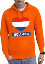 Oranje Holland hart vlag hoodie / hooded sweater heren L