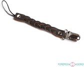 Fopspeenkoord gevlochten leer zwart | Leather Braid