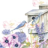 Ambiente servetten - vogels met bloemen - 20 stuks