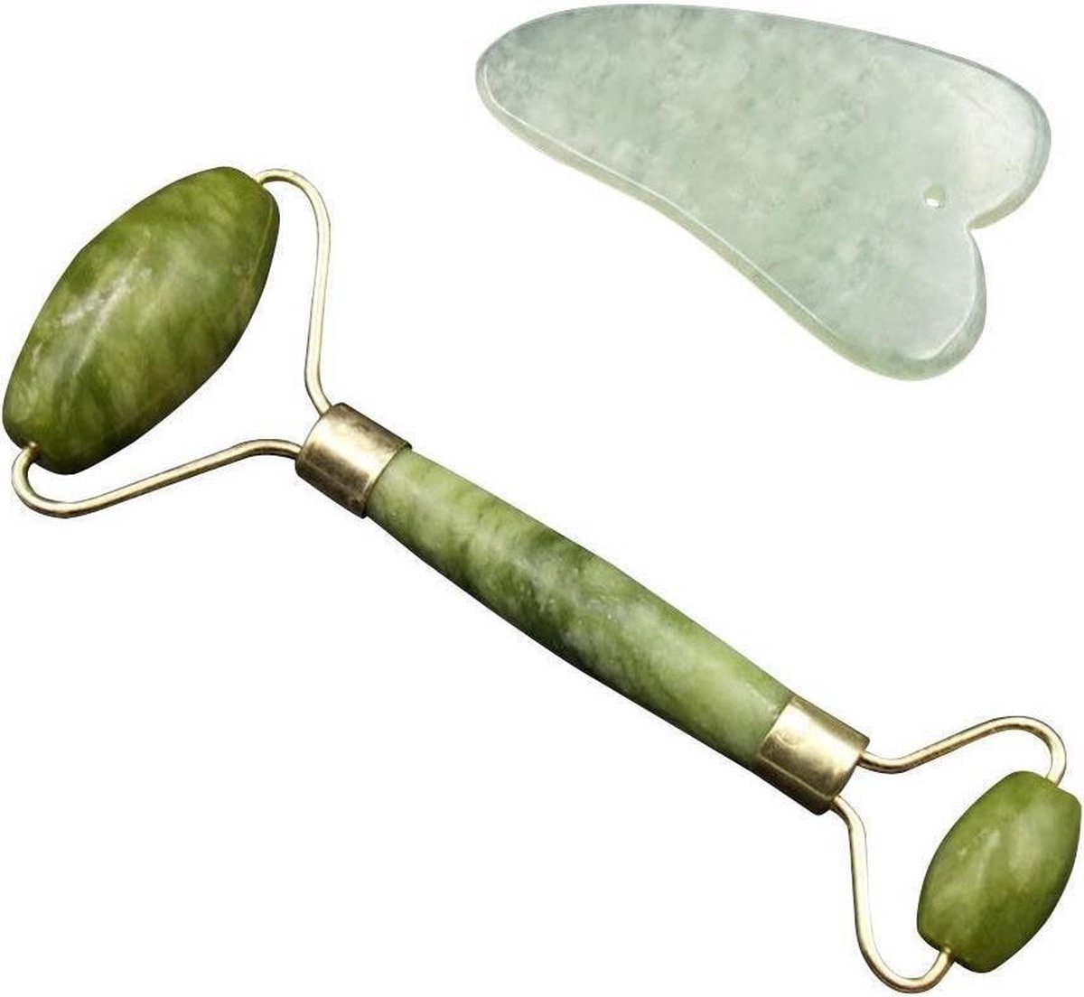 Goedkoopste KELERINO Jade Roller Gezichtsmassage Roller - Met Gua Sha Schraper - Groen