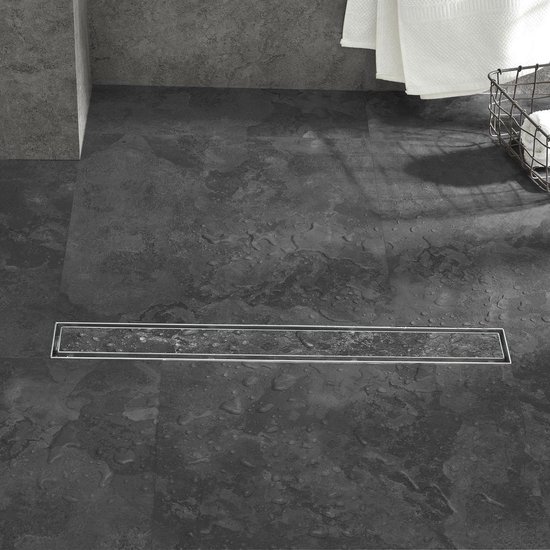 Douchegoot RVS zijuitloop met flens betegelbare rooster 100cm